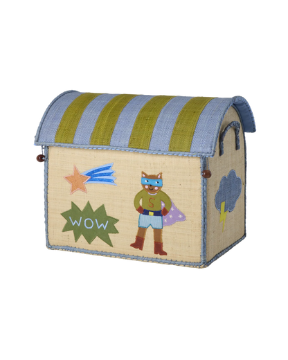 Cesto Porta Giochi in Raffia Small Rice – Casa Supereroi | Contenitore Cameretta Bambini