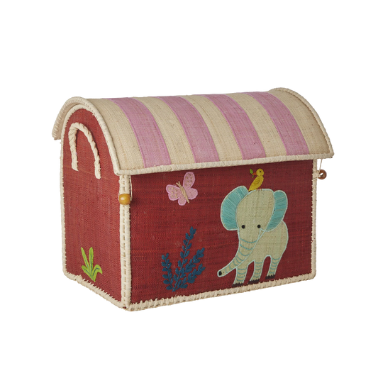 RICE Cesto Giochi in Rafia Sweet Jungle - Piccolo - Apple Pie