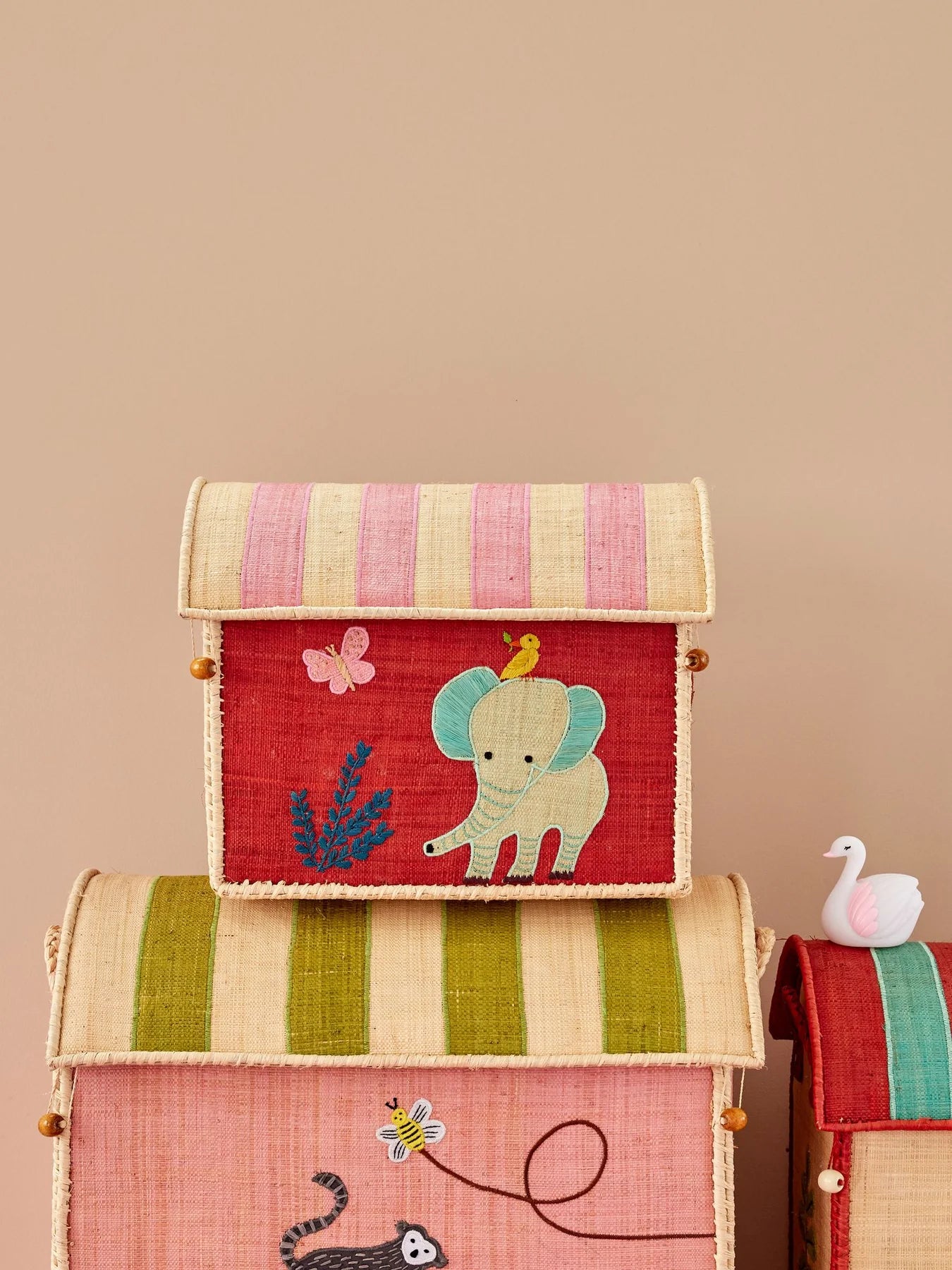 RICE Cesto Giochi in Rafia Sweet Jungle - Medio - Apple Pie