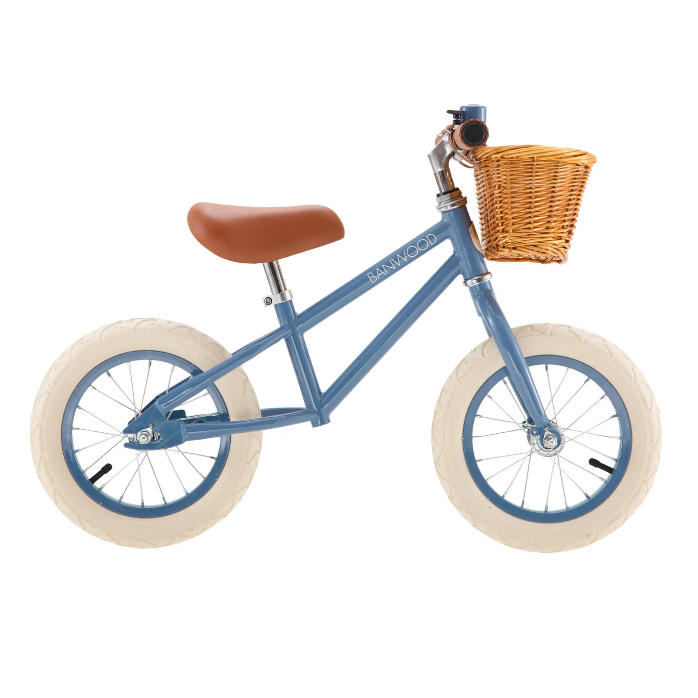 vista laterale della Banwood Balance Bike Vintage Blu