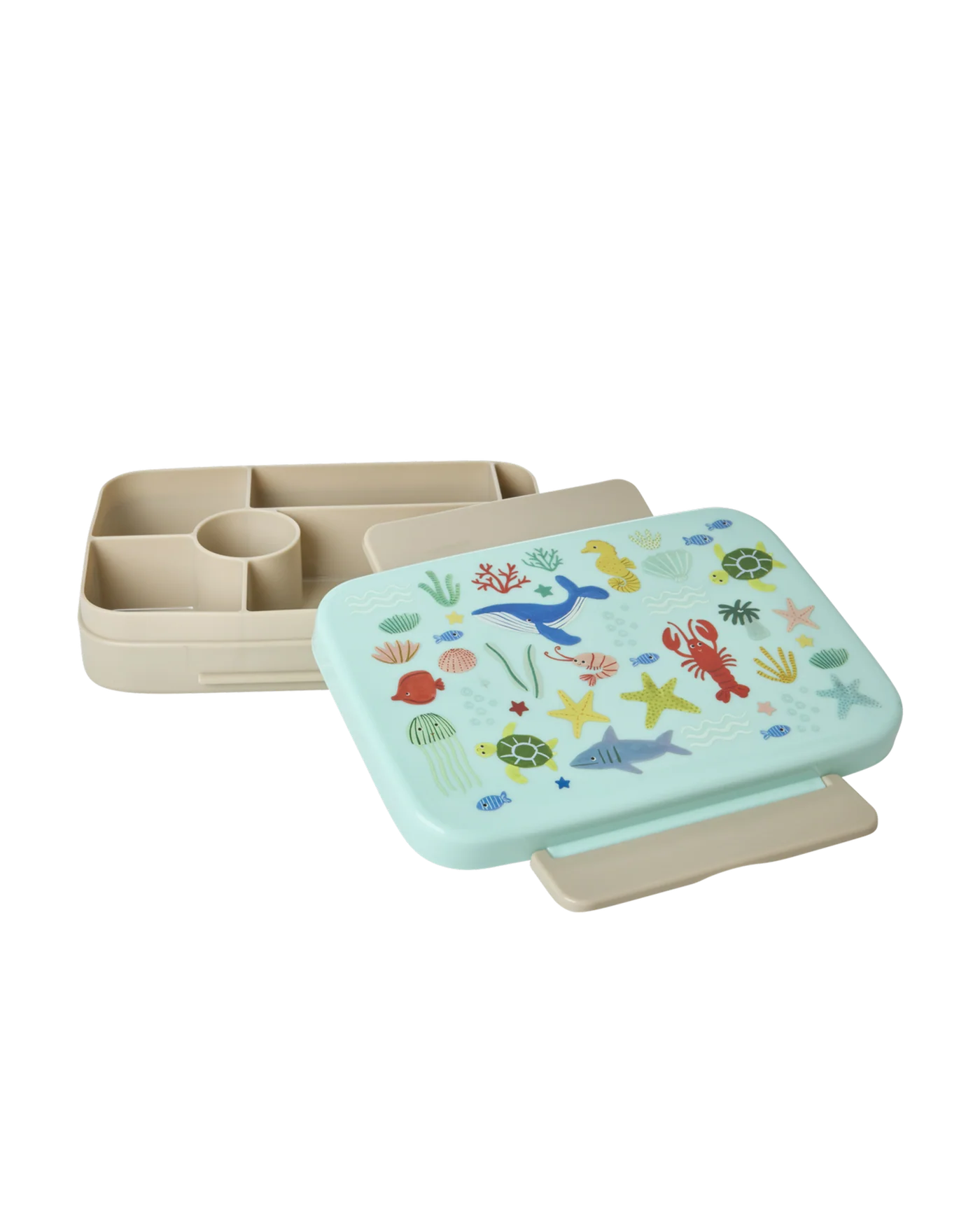 Lunch Box Rice Ocean Print Blu con 6 Scomparti