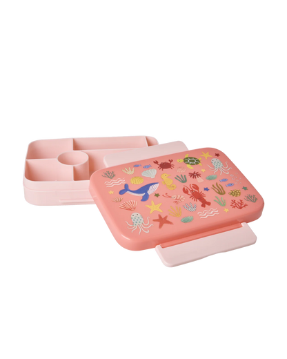 Lunch Box Rice Ocean Print Corallo con 6 Scomparti
