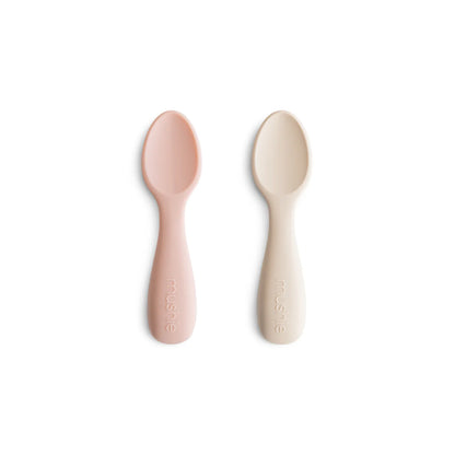 Mushie Set di 2 Cucchiaini in silicone - Sand/Rosa Cipria