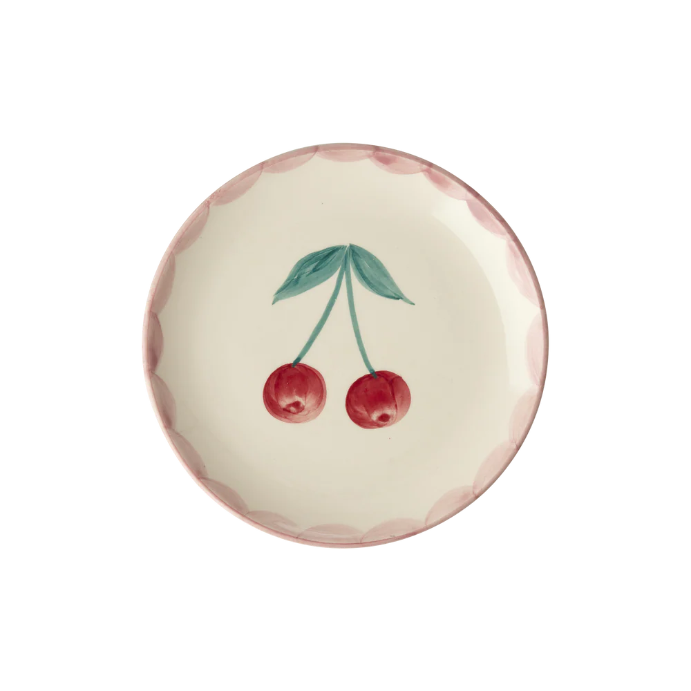 RICE Piatto Dessert in Ceramica Dipinto a Mano "Ciliegie" - IN ARRIVO