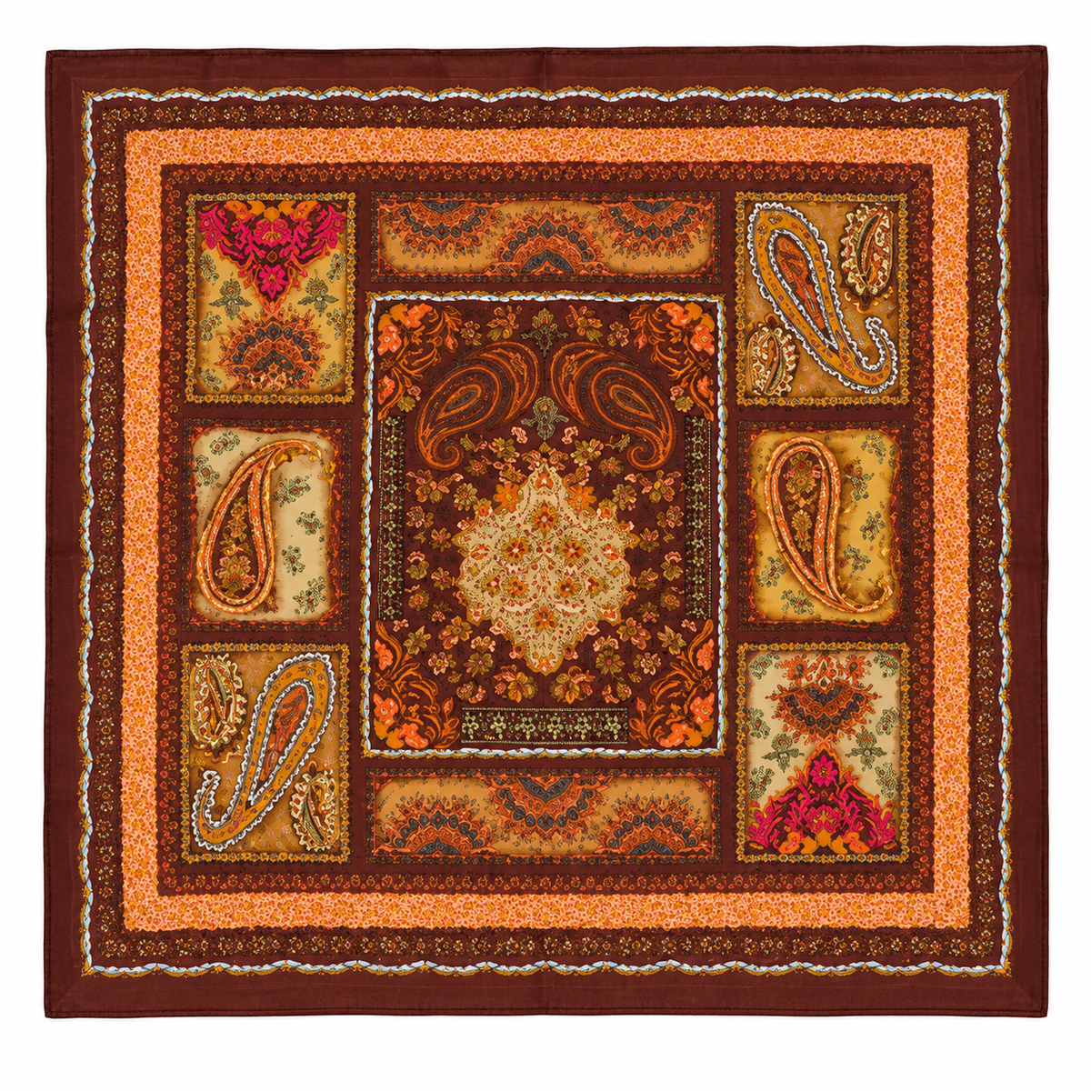 Vismaya – Bandana Cocoa Brown in Cotone Ricamata (Marrone Cacao)