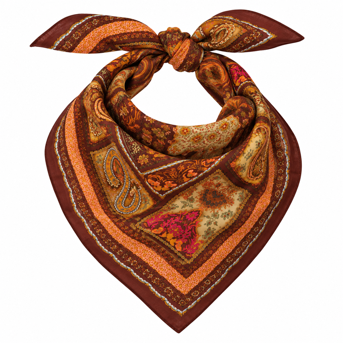Vismaya – Bandana Cocoa Brown in Cotone Ricamata (Marrone Cacao)