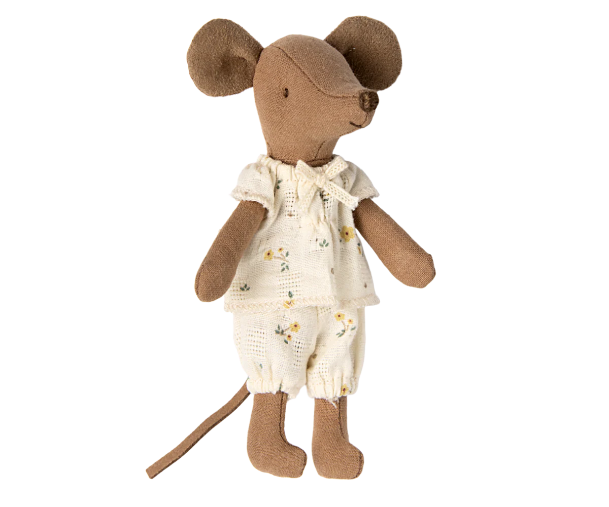 Sorella Maggiore Maileg in Scatola di Fiammiferi – Topolina con Letto e Biancheria