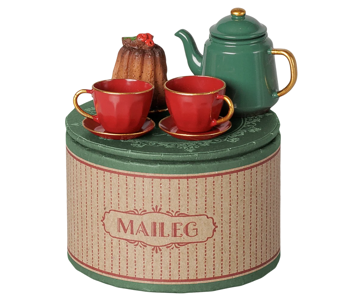 Christmas Tea Party Maileg per Topolini – Set Tè Natalizio con Torta | Accessori Casa delle Bambole Maileg PRE-ORDINE