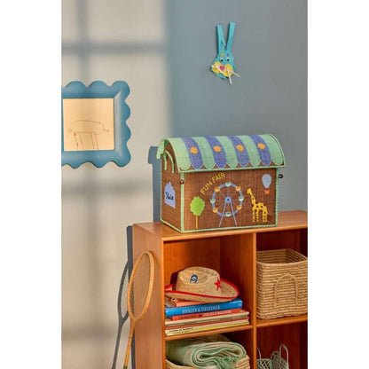 Rice Cesto giochi in Rafia – Small - Blue Fun Fair by RICE - Apple Pie