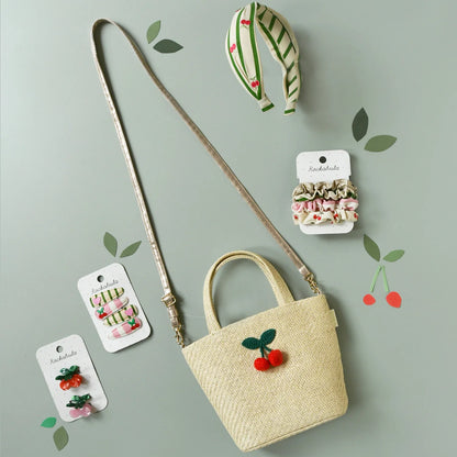Borsa Cestino Rockahula Ciliegie in Raffia con Tracolla – Crochet Cherry