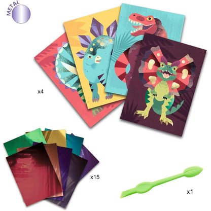 Djeco Set per Creare Quadretti Metallizzati - Foil Pictures Jurassic - Apple Pie