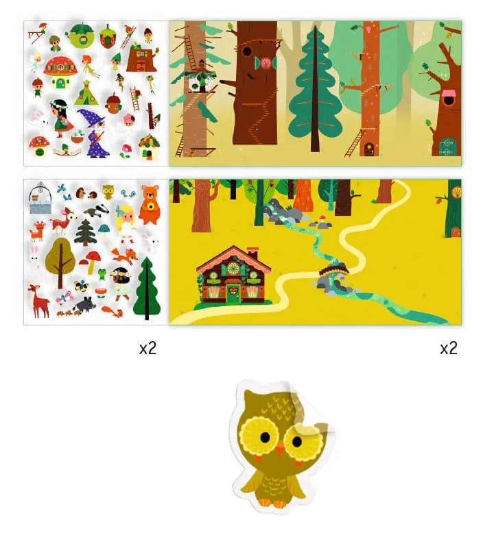 Djeco Stickers Riposizionabili - La Foresta Incantata - Apple Pie