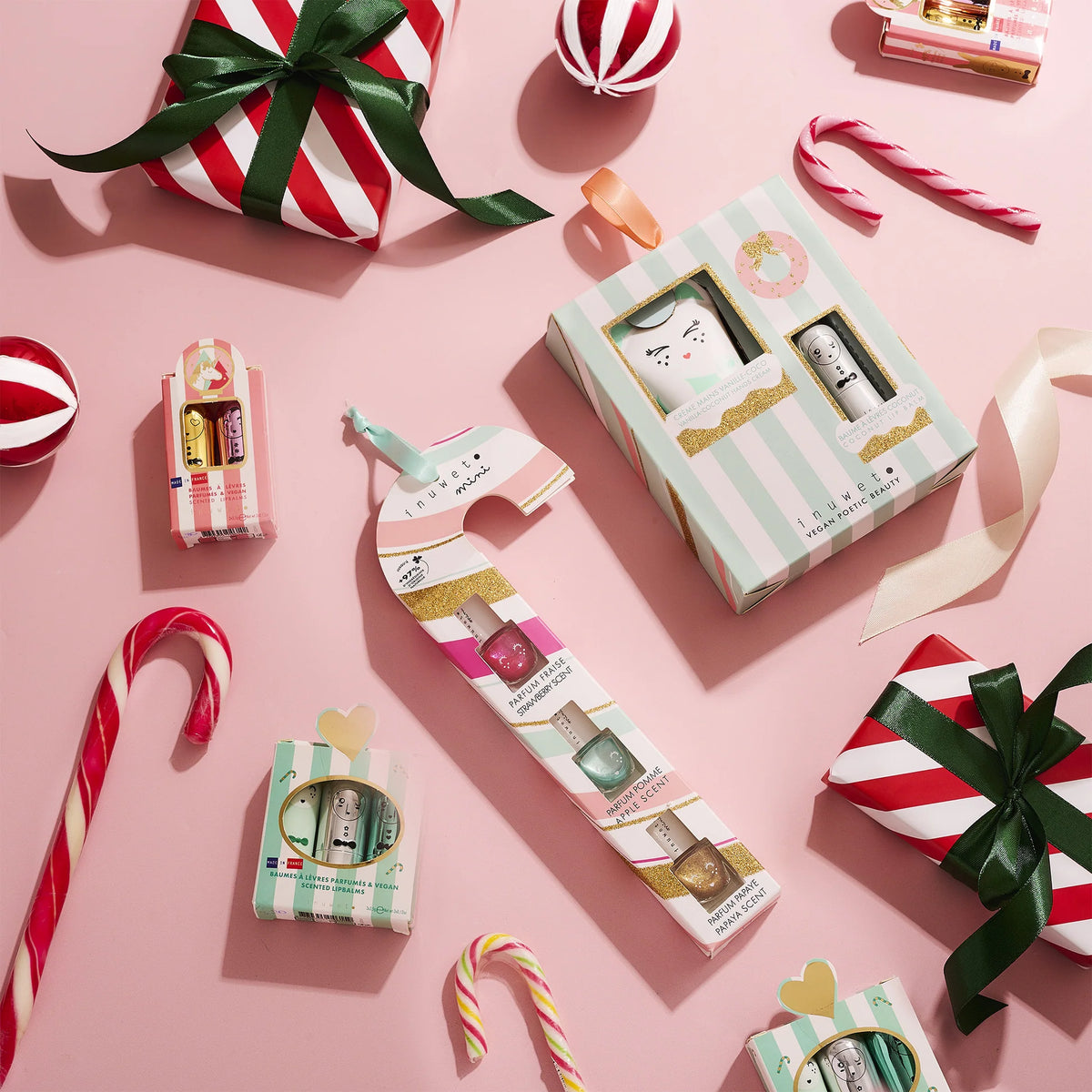 Inuwet – Candy Cane Set 3 Smalti Profumati per Bambini - Formula vegana