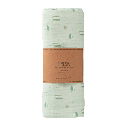Fresk Swaddle 100% cotone organico - 120x120 cm - Surf Boy - Apple Pie