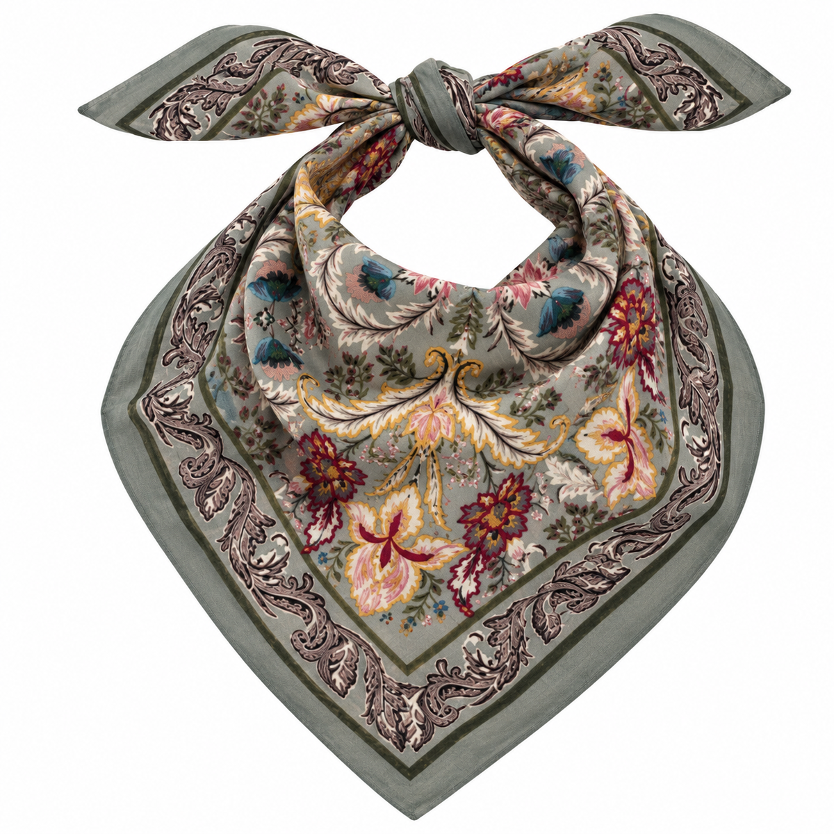 Vismaya – Bandana Grey in Cotone Ricamata (Grigio)
