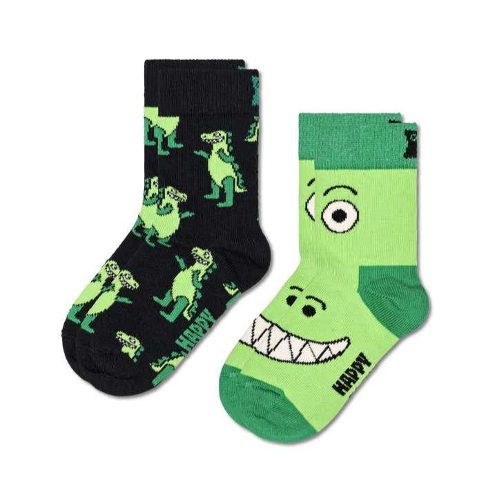 Happy Socks Calzini Bambino Dinosauro - Pacco da 2 paia - Apple Pie