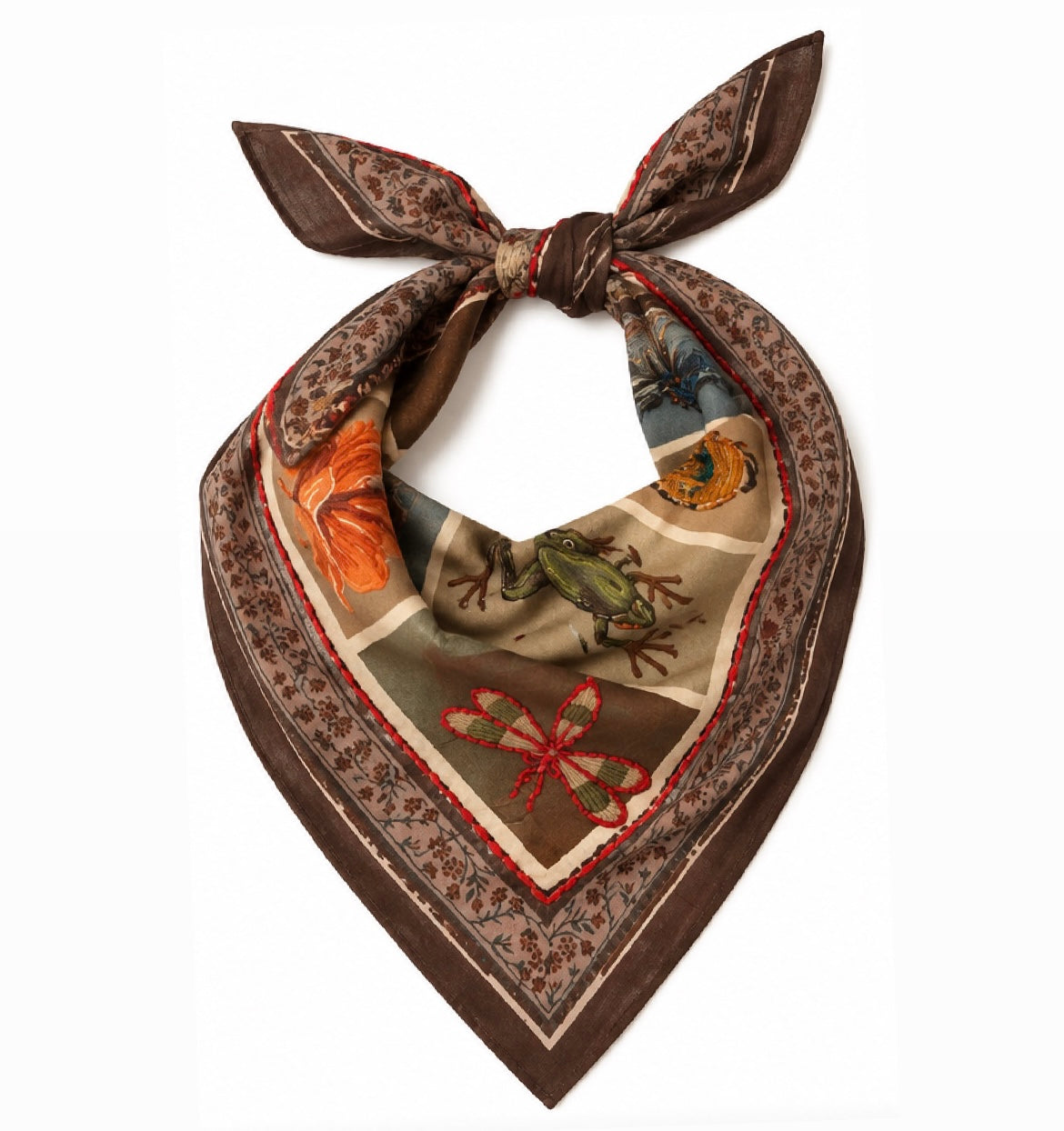 Vismaya – Bandana Brown in Cotone Ricamata (Marrone)