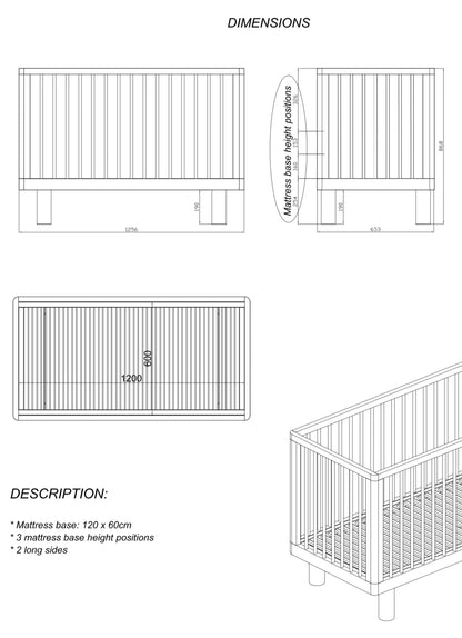 Karl & Fric NOX Cot Pistachio & Pink – Lettino Evolutivo in Legno Massiccio di Betulla con Kit Junior Incluso