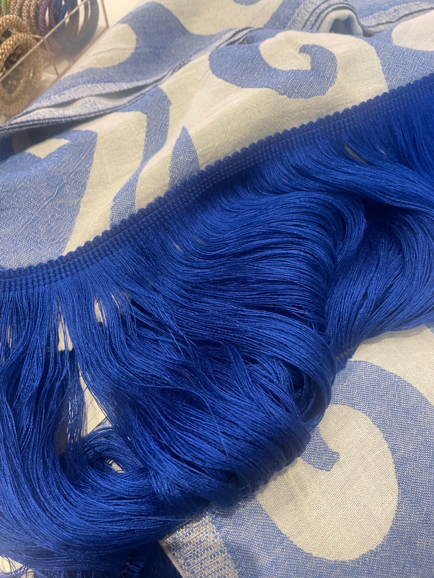 Telo Mare Aelia Anna Sirines Blu – 100% Cotone Leggero con frangia blu