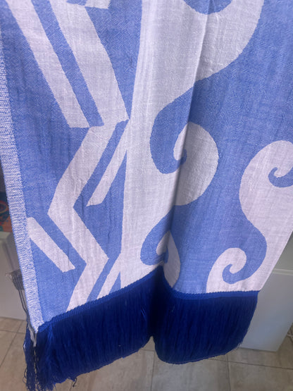Telo Mare Aelia Anna Sirines Blu – 100% Cotone Leggero con frangia blu