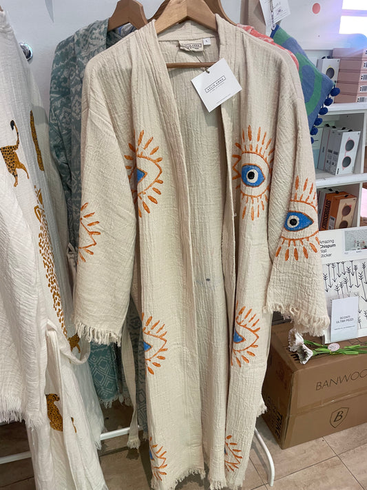 Kimono Evil Eye Ecru – Aelia Anna
