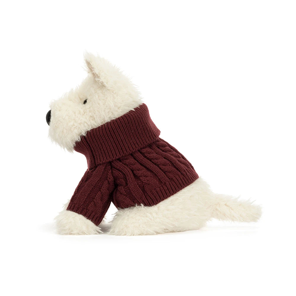 Munro Scottie Dog Jellycat con maglioncino invernale