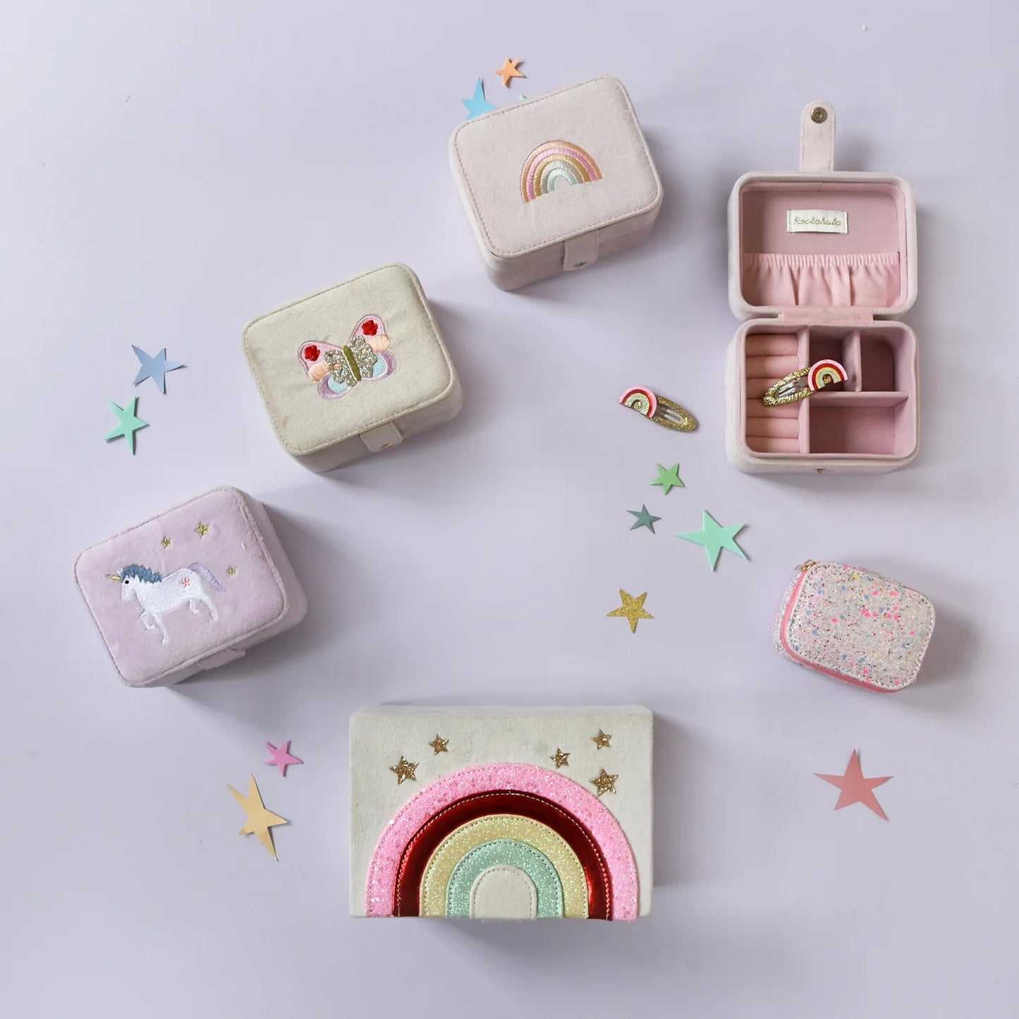 Portagioie Bambina Glitter Arcobaleno Rockahula – Rainbow Confetti Glitter Mini Jewellery Box