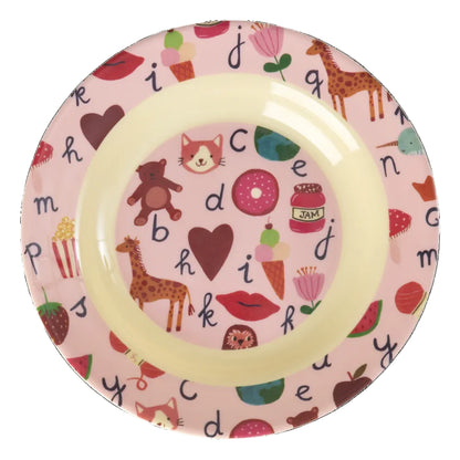 RICE - Piatto fondo in Melamina "PINK ABC" – Perfetta per Ogni Pappa