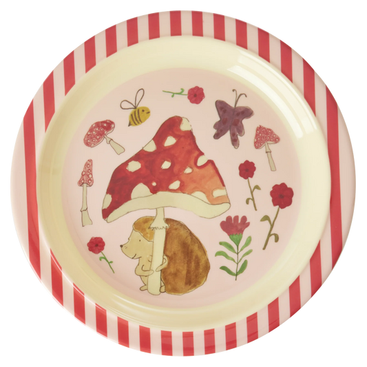 RICE Piatto Piano in Melamina Pink Happy Forest - Apple Pie
