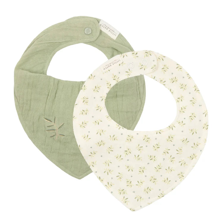 Little Dutch Set di 2 Bavagline Bandana in mussola - Blueberry Leaves