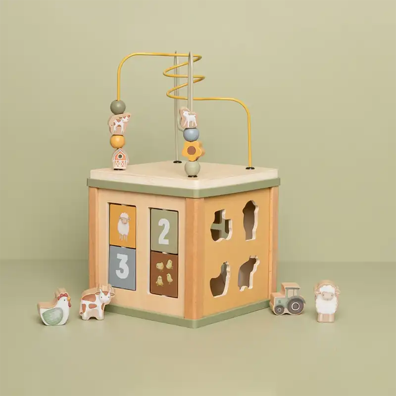 Cubo delle Attività in legno - Little Farm - Apple Pie