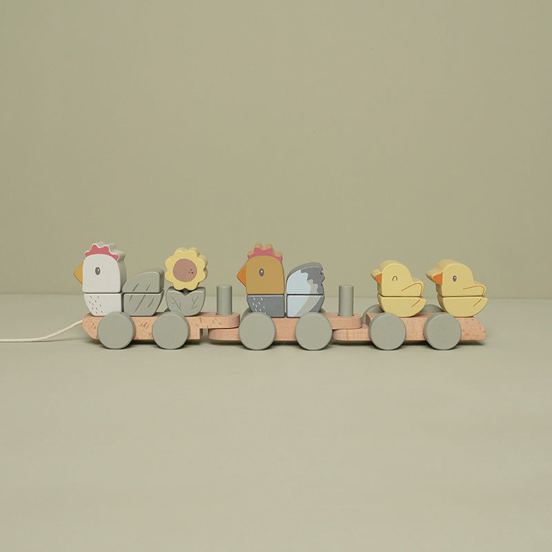 Gioco da tirare con costruzioni in legno FSC Little Farm - Apple Pie