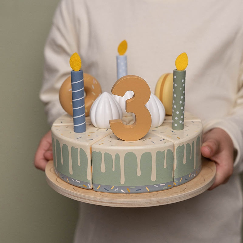 Little Dutch Torta di Compleanno in Legno Little Dutch 26 pezzi - Azzurro - Apple Pie