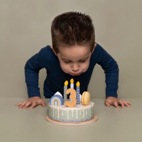 Little Dutch Torta di Compleanno in Legno Little Dutch 26 pezzi - Azzurro - Apple Pie