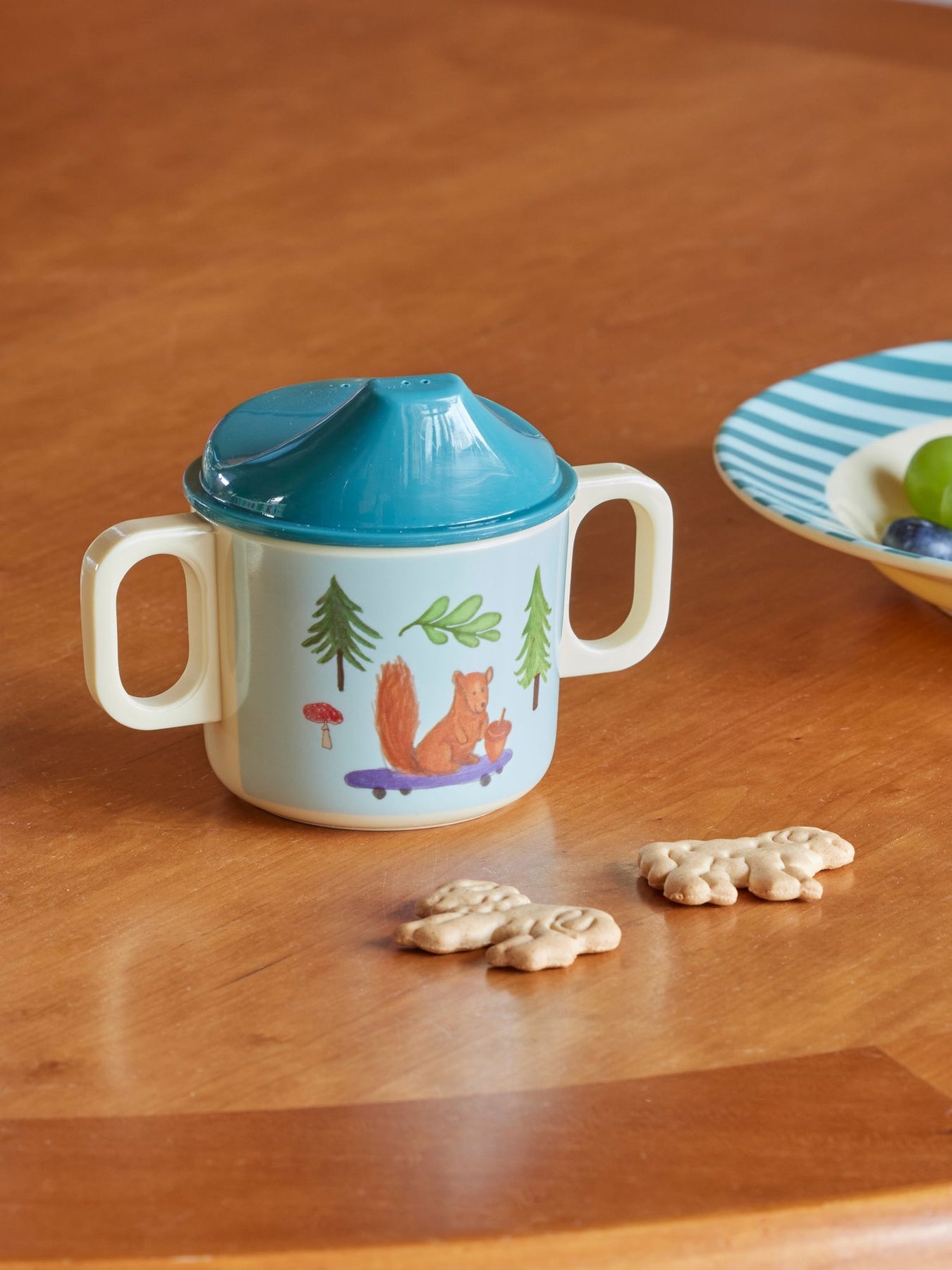 RICE Tazza 2 manici con beccuccio - Blue Happy Forest - Apple Pie