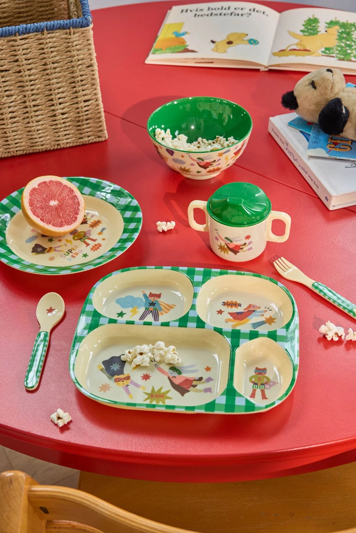 Rice Baby Dinner Set Verde “Hero” – Set Pappa in Melamina con Gift Box