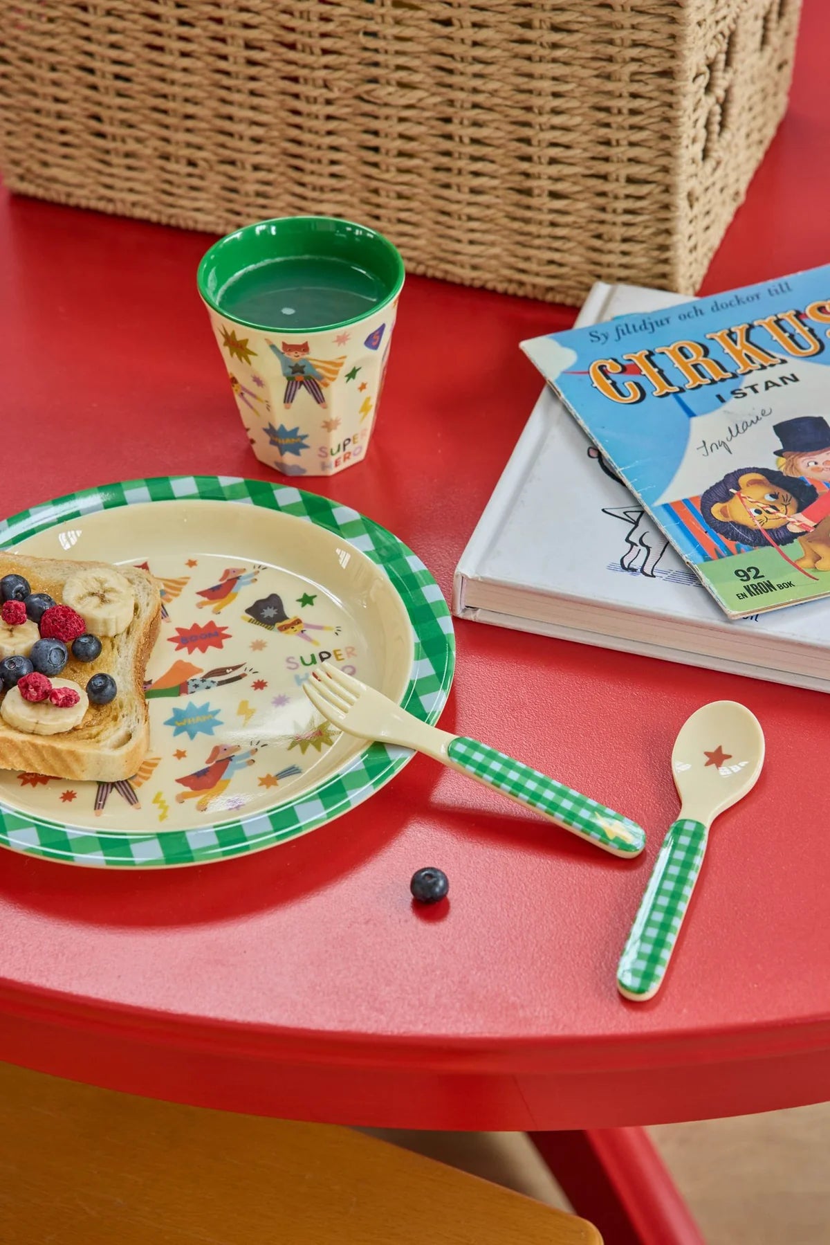 Rice Baby Spoon & Fork Verde “Hero” – Posate Bambini in Melamina