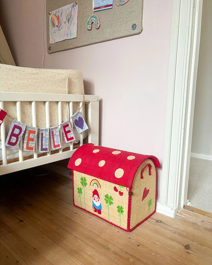 Cesto in Rafia Piccolo a Forma di Casetta – Contenitore Giochi Bambini | Rice Denmark Love Therapy