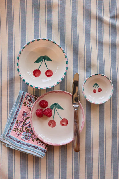 RICE "Ciotolina in Ceramica Cherries Blu" Dipinta a Mano - IN ARRIVO