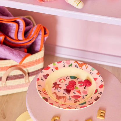 RICE - Piatto fondo in Melamina "PINK ABC" – Perfetta per Ogni Pappa