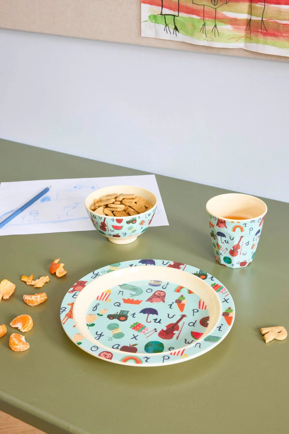 RICE Piatto Bambini in Melamina – ABC Blu