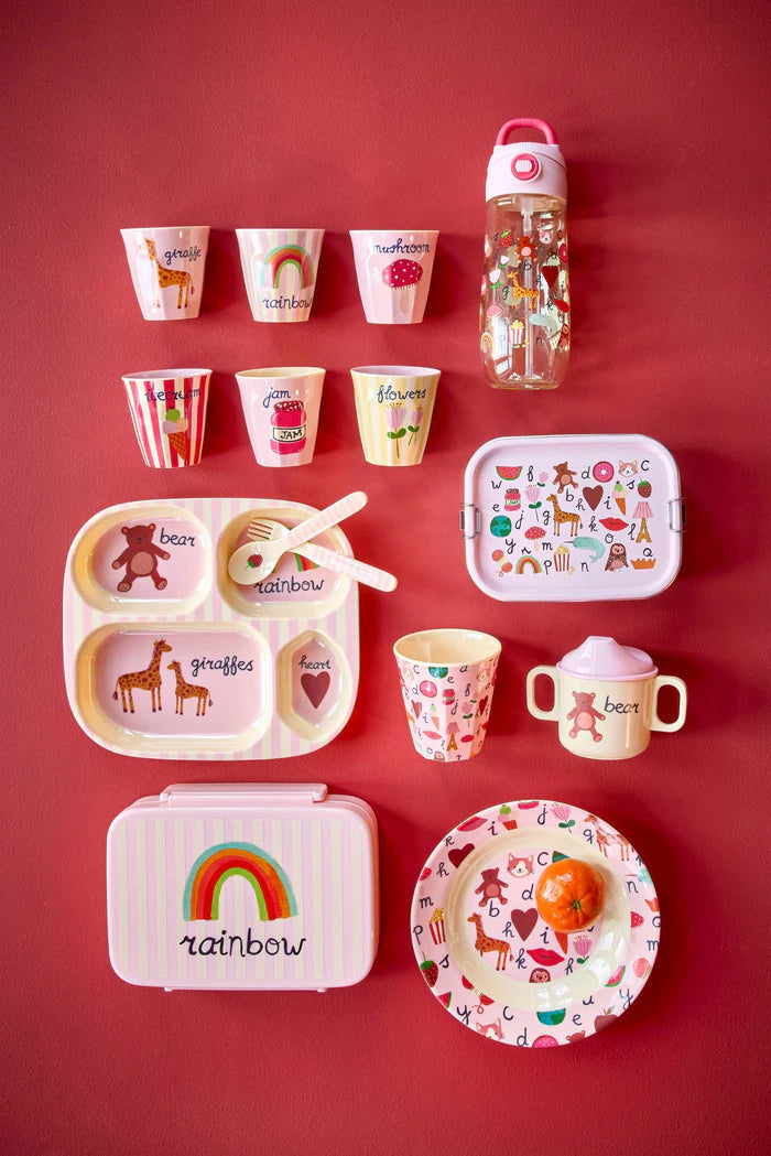 RICE- Piatto in 4 scomparti in Melamina "ABC Pink" - IN ARRIVO