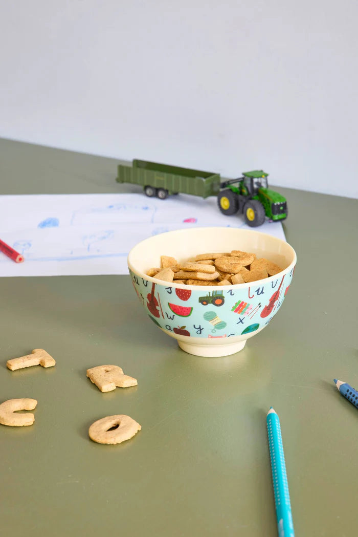 RICE Ciotola per Bambini in Melamina 700 ml – Medium Blu ABC - IN ARRIVO