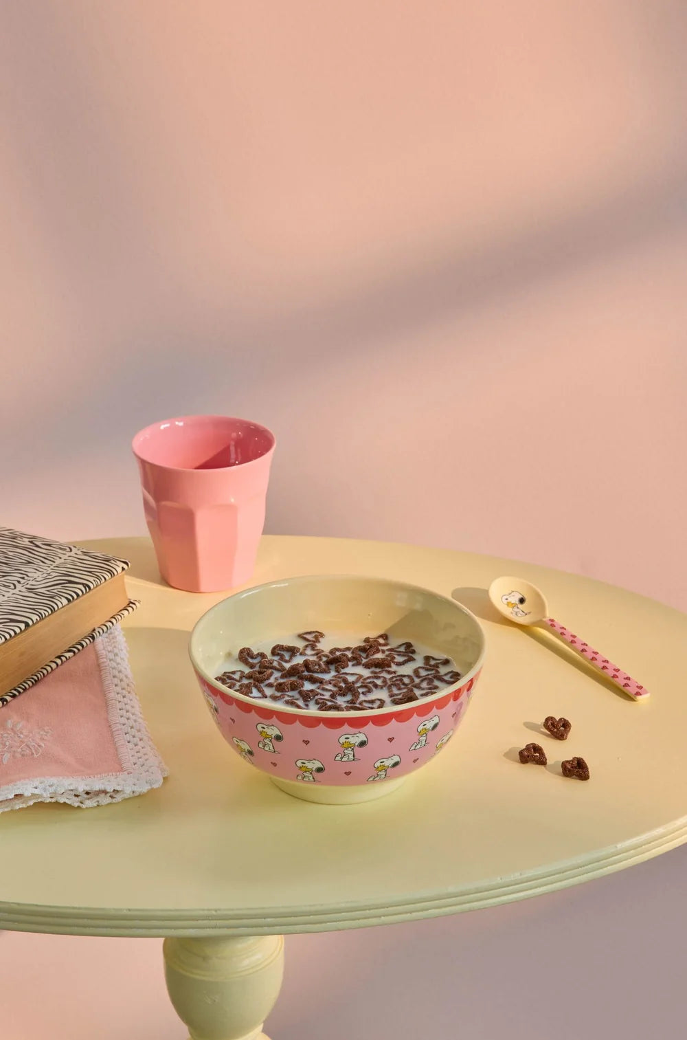 RICE Ciotola in Melamina Snoopy & Woodstock – Rosa