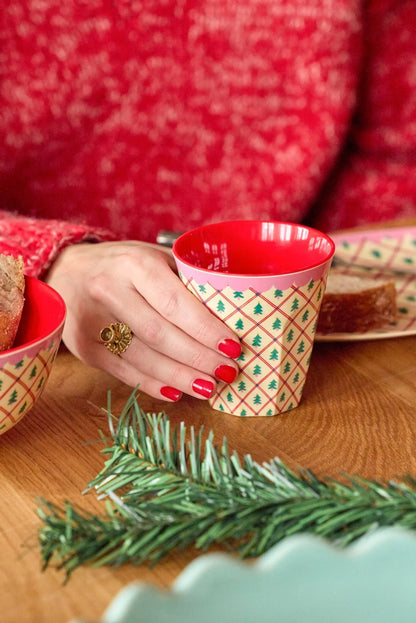 Rice Tazza Media in Melamina – Crema – Stampa Diamond Christmas Tree