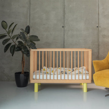 Lettino con le sbarre Nox Cot - Legno Naturale e Giallo - Apple Pie