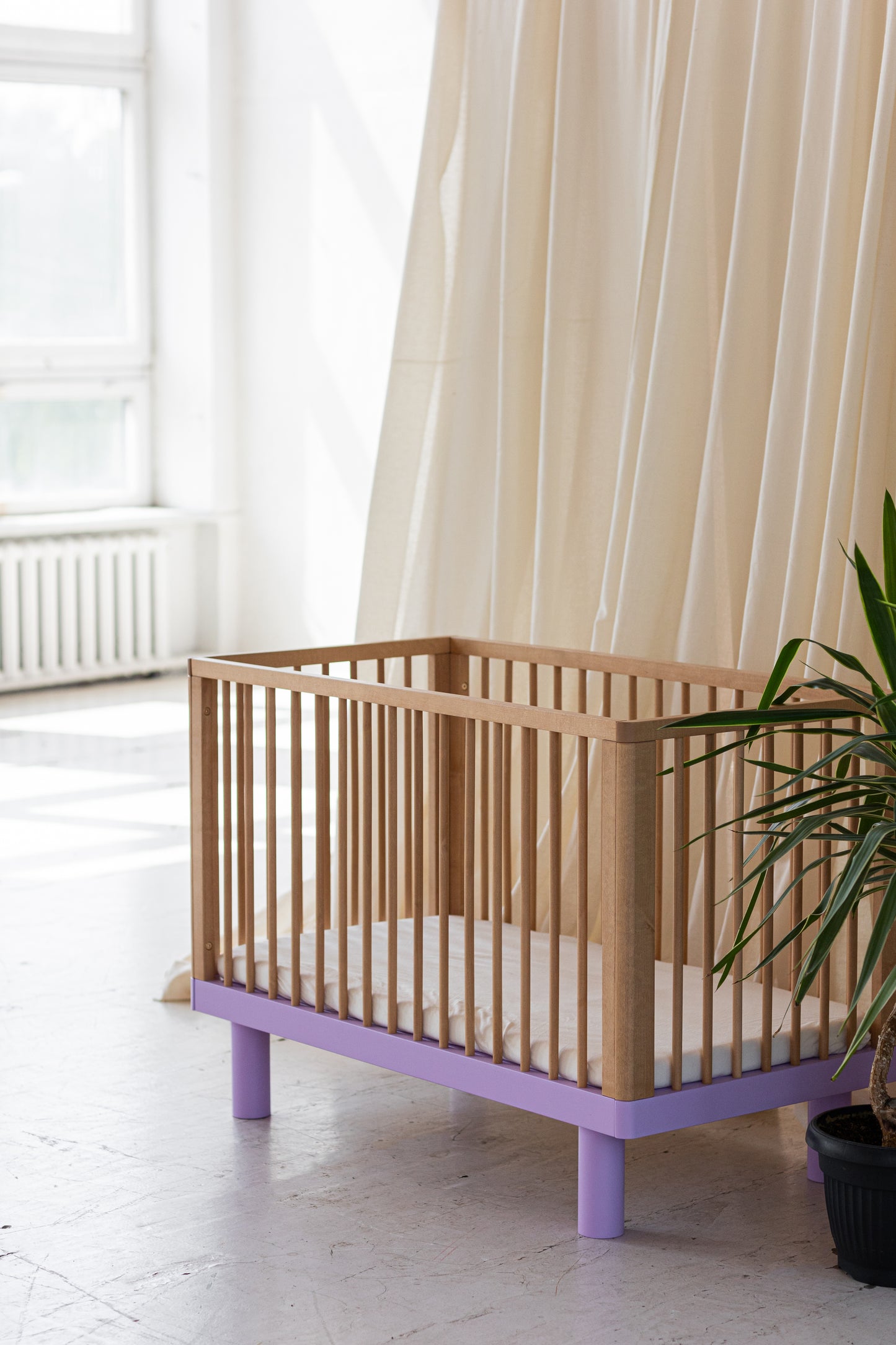 Lettino con le sbarre Nox Cox - Legno Naturale e Lavanda - Apple Pie