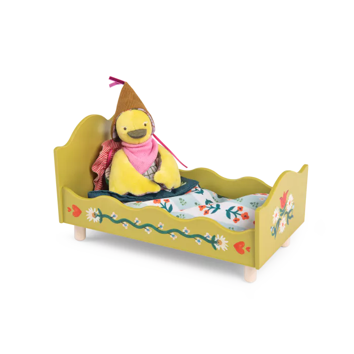 Moulin Roty – Letto in Legno con Biancheria – Collezione Les Minouchkas