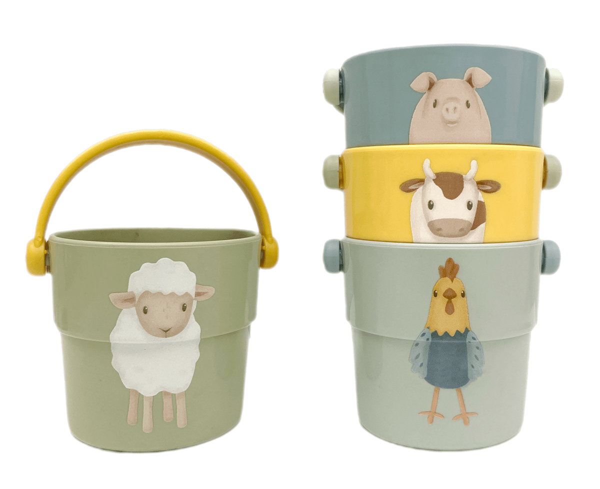 Mini secchielli da bagno Little Farm - Acqua + sabbia = tanto divertimento - Apple Pie