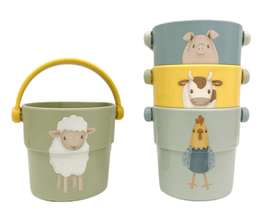 Mini secchielli da bagno Little Farm - Acqua + sabbia = tanto divertimento - Apple Pie